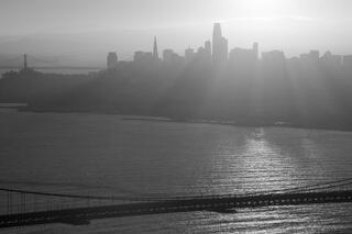 Sunrise Light Over SF Skyline