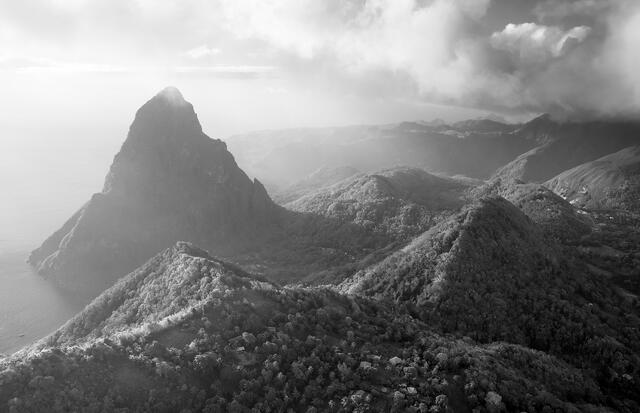 Petit Piton and Sunset Clouds