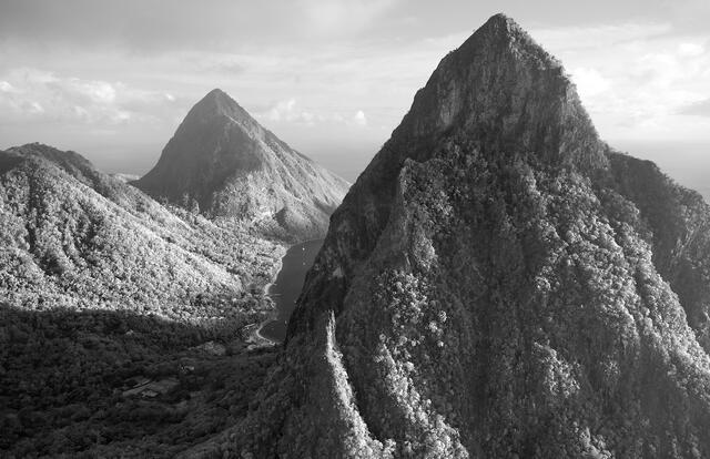 St Lucia Pitons at Sunset