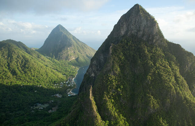 St Lucia Pitons at Sunset